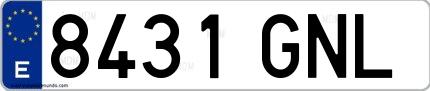 Ejemplo de matrícula de coche ordinaria 8431 GNL
