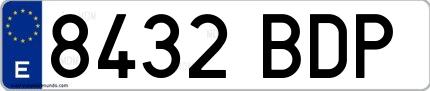 Ejemplo de matrícula española 8432 BDP