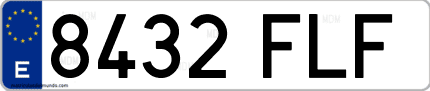 Ejemplo de matrícula de coche ordinaria 8432 FLF
