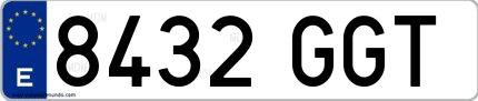 Ejemplo de matrícula española 8432 GGT
