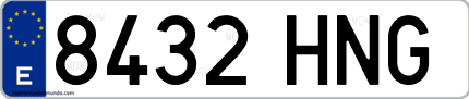 Ejemplo de matrícula de coche ordinaria 8432 HNG