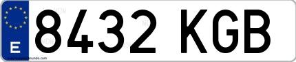 Ejemplo de matrícula española 8432 KGB