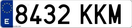 Ejemplo de matrícula española 8432 KKM