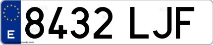 Ejemplo de matrícula de coche ordinaria 8432 LJF