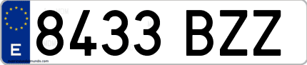 Ejemplo de matrícula de coche ordinaria 8433 BZZ