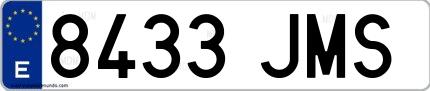 Ejemplo de matrícula española 8433 JMS