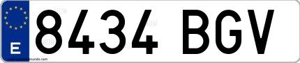 Ejemplo de matrícula española 8434 BGV