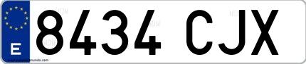 Ejemplo de matrícula española 8434 CJX