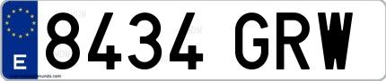 Ejemplo de matrícula española 8434 GRW
