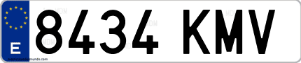Ejemplo de matrícula de coche ordinaria 8434 KMV