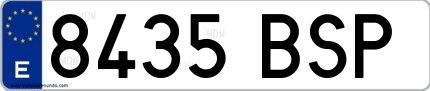 Ejemplo de matrícula española 8435 BSP
