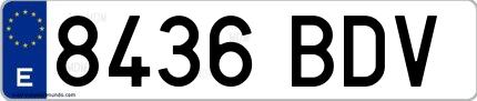 Ejemplo de matrícula española 8436 BDV