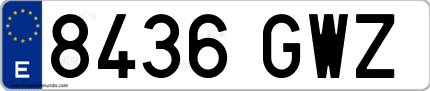 Ejemplo de matrícula de coche ordinaria 8436 GWZ