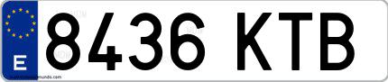 Ejemplo de matrícula española 8436 KTB