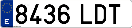 Ejemplo de matrícula de coche ordinaria 8436 LDT