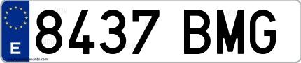Ejemplo de matrícula de coche ordinaria 8437 BMG