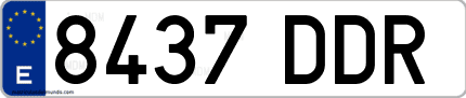 Ejemplo de matrícula de coche ordinaria 8437 DDR