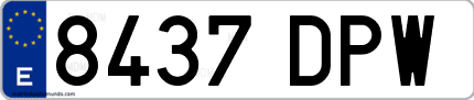 Ejemplo de matrícula de coche ordinaria 8437 DPW