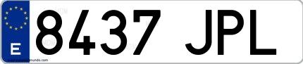 Ejemplo de matrícula española 8437 JPL