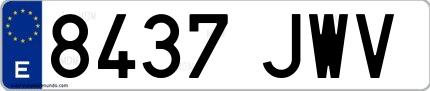 Ejemplo de matrícula española 8437 JWV