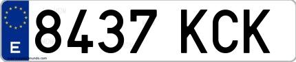 Ejemplo de matrícula española 8437 KCK