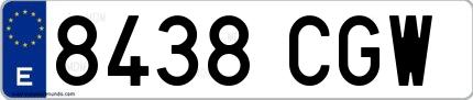 Ejemplo de matrícula española 8438 CGW
