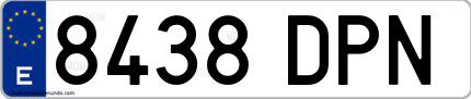 Ejemplo de matrícula española 8438 DPN