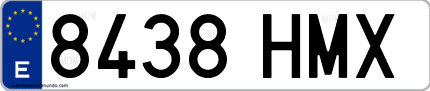 Ejemplo de matrícula de coche ordinaria 8438 HMX