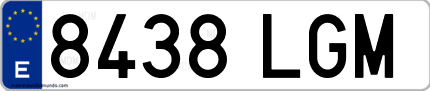 Ejemplo de matrícula de coche ordinaria 8438 LGM