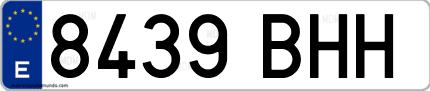 Ejemplo de matrícula de coche ordinaria 8439 BHH