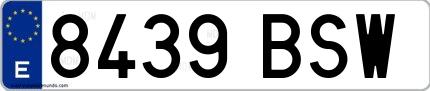 Ejemplo de matrícula española 8439 BSW