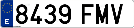 Ejemplo de matrícula de coche ordinaria 8439 FMV
