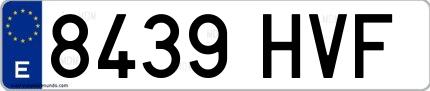 Ejemplo de matrícula española 8439 HVF