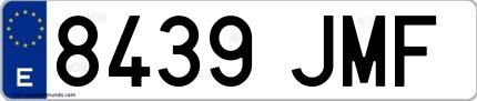 Ejemplo de matrícula española 8439 JMF