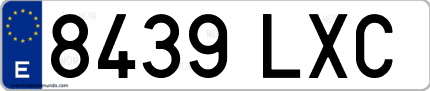 Ejemplo de matrícula de coche ordinaria 8439 LXC