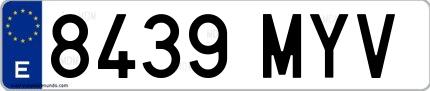 Ejemplo de matrícula española 8439 MYV