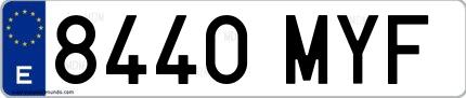 Ejemplo de matrícula española 8440 MYF