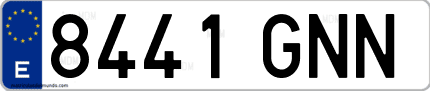 Ejemplo de matrícula de coche ordinaria 8441 GNN