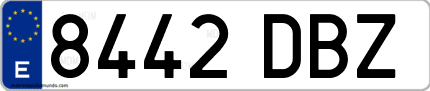 Ejemplo de matrícula de coche ordinaria 8442 DBZ