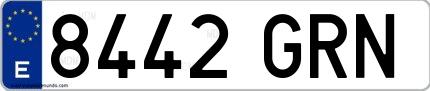 Ejemplo de matrícula española 8442 GRN