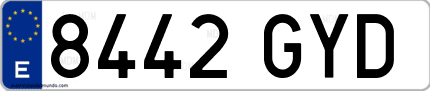 Ejemplo de matrícula de coche ordinaria 8442 GYD