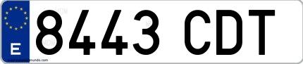 Ejemplo de matrícula española 8443 CDT