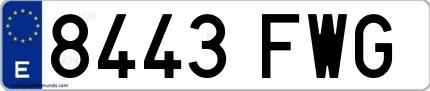 Ejemplo de matrícula española 8443 FWG