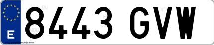 Ejemplo de matrícula española 8443 GVW