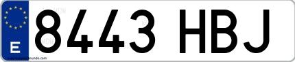 Ejemplo de matrícula española 8443 HBJ