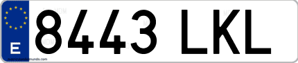 Ejemplo de matrícula de coche ordinaria 8443 LKL