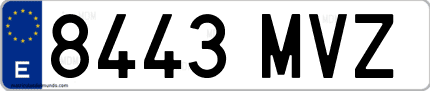Ejemplo de matrícula de coche ordinaria 8443 MVZ