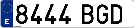 Ejemplo de matrícula española 8444 BGD