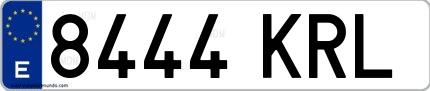 Ejemplo de matrícula española 8444 KRL