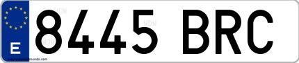 Ejemplo de matrícula española 8445 BRC